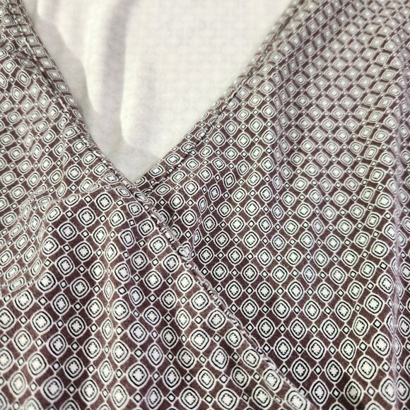 Talbots Brown Geometric Print Talbots Long Sleeve Wrap Style Tunic Top Womens L - Picture 8 of 14